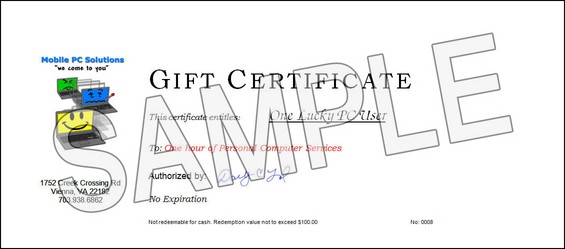 Gift Certificates Available.